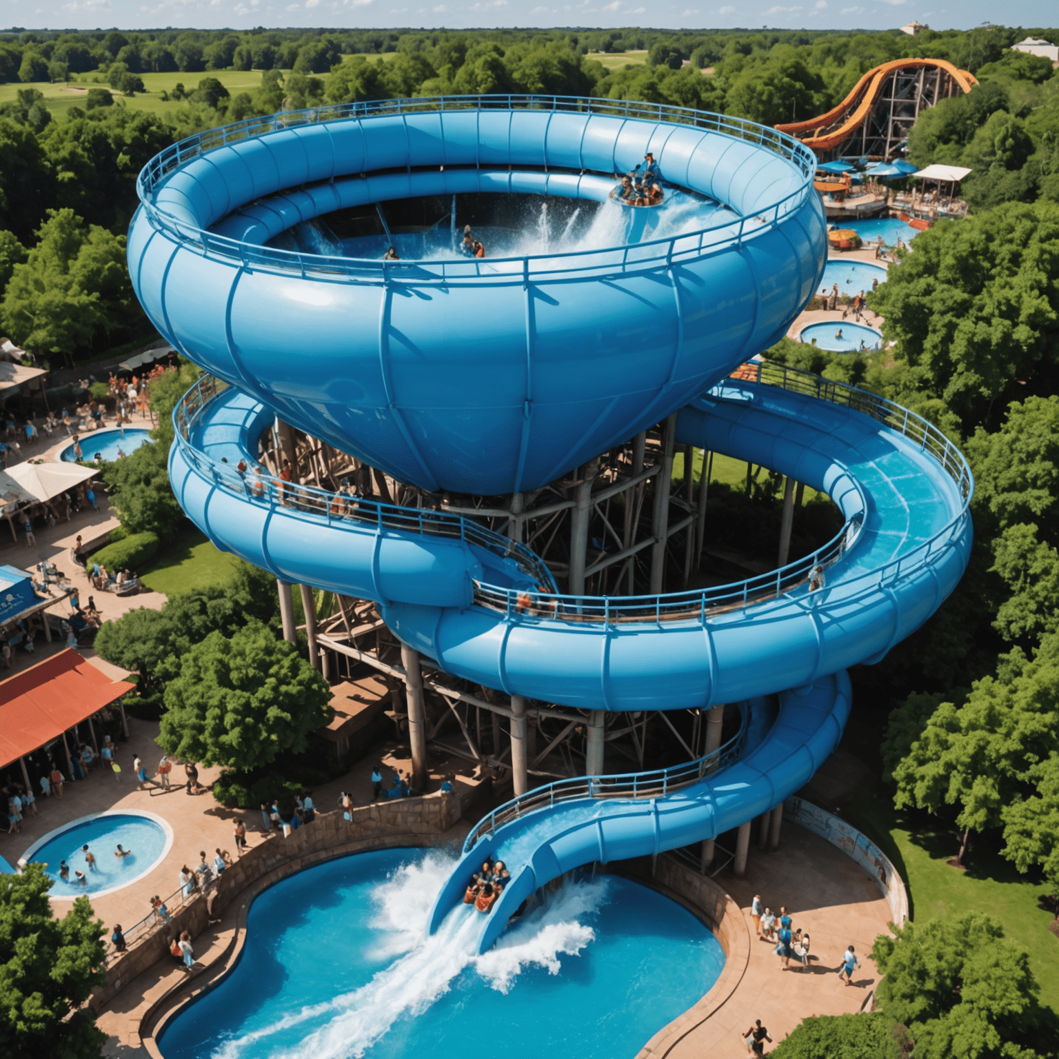 A massive funnel-shaped water ride where riders swirl around before plunging into a pool below